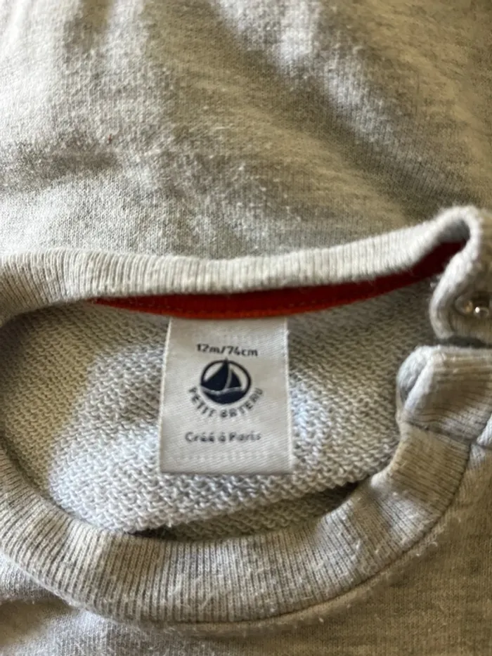 Pull Petit Bateau gris enfant en coton - photo numéro 3