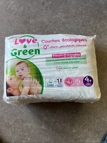 Couches Love and Green – Taille 4+ (9 à 20 kg) – Neuf