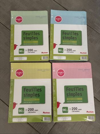 Lot 4 paquets de 200 feuilles simples colorées