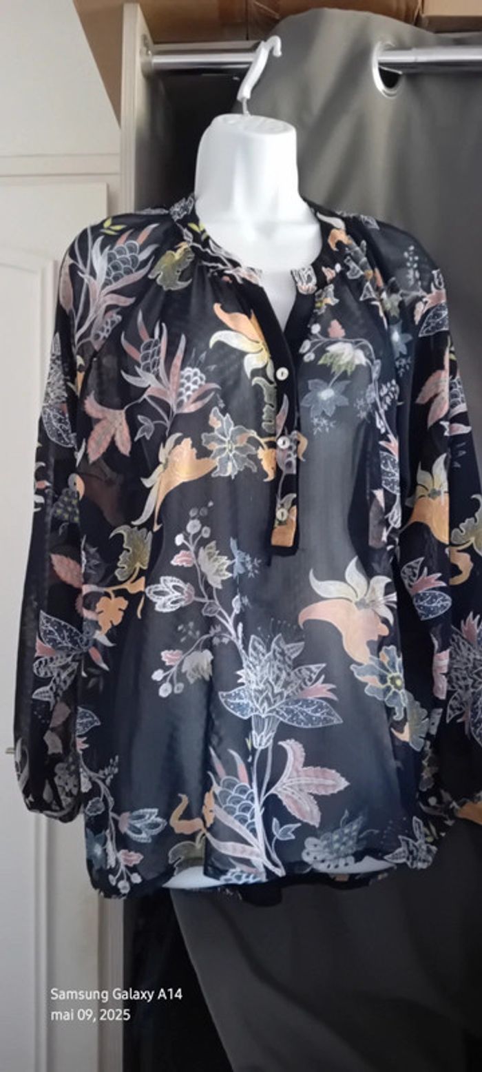 Blouse en voile motif floral coloré marine femme XXL janis & john - photo numéro 12