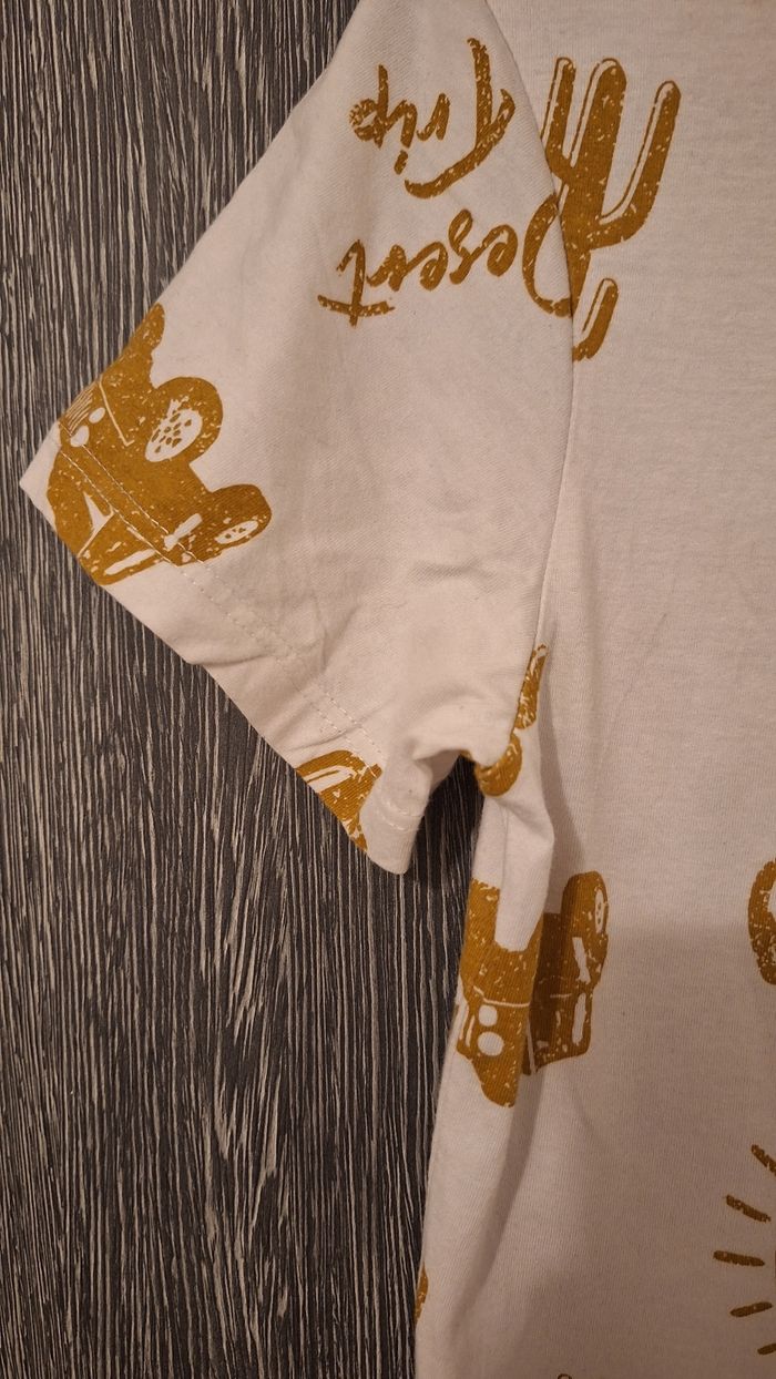Tee-shirt manches courtes blanc imprimé motifs désert ocre - photo numéro 5