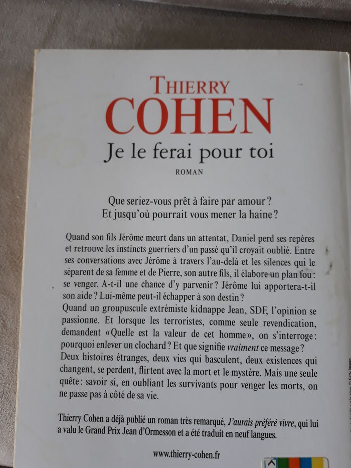 Faby27800 Livre : Je le ferai pour toi de Thierry Cohen Edition : Flammarion - photo numéro 2