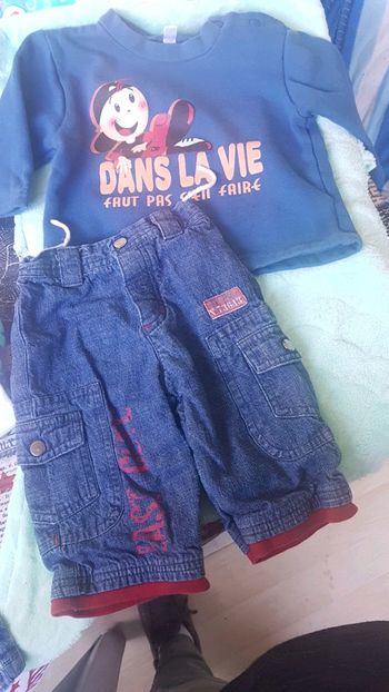 Jeans bleu rouge