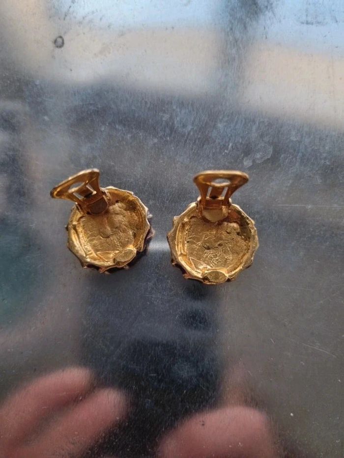 Boucle d'oreille clips vintage violette et doŕé - photo numéro 10