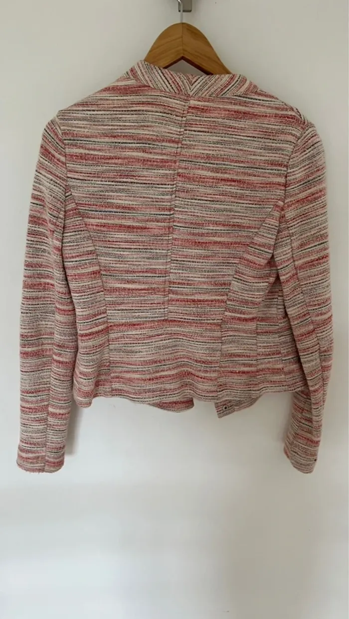 Veste Perfecto tissu tweed court chamarré zippé - photo numéro 3