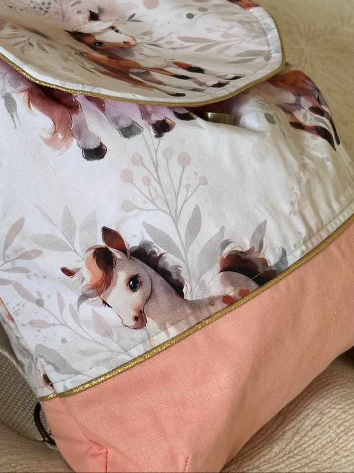 Sac à dos maternelle cheval rose saumon - photo numéro 4