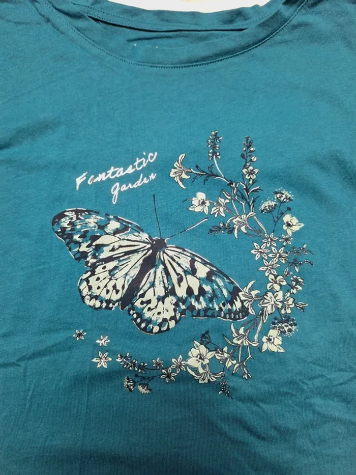 Tee shirt bleu manches courtes - photo numéro 2