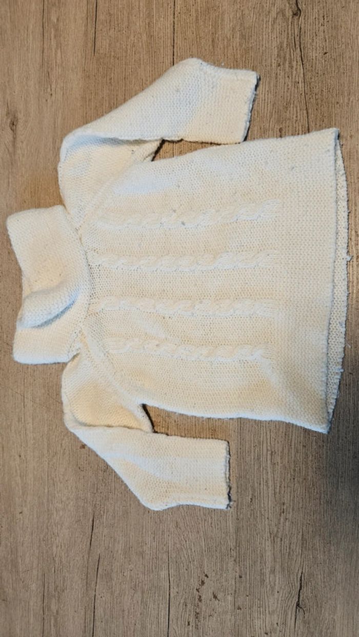 Pull beige clair à manches longues et col large, Palomino, 5 ans - photo numéro 3