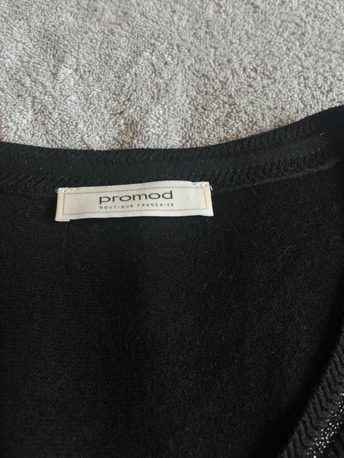 Pull léger noir, bande gris brillante - Promod - photo numéro 4
