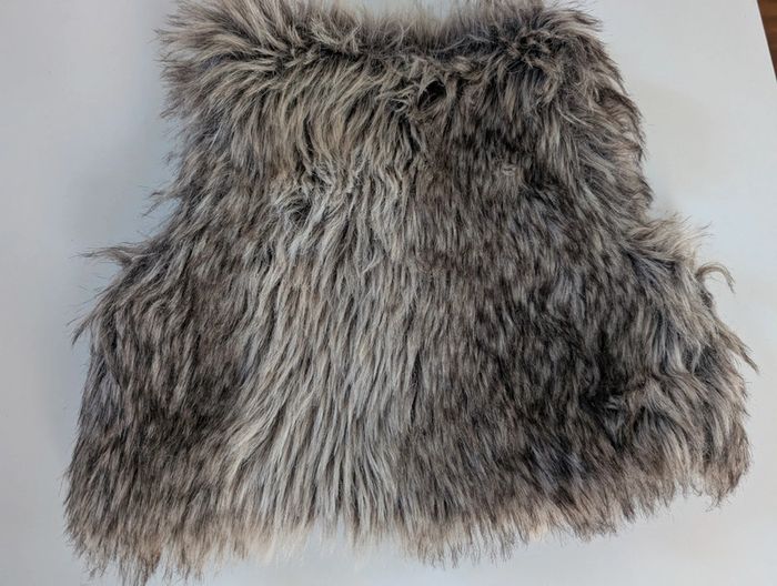 Gilet fille 3 ans fausse fourrure sherpa marron taupe, - photo numéro 2
