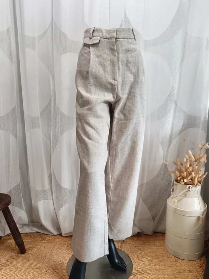 COS "Pantalon large taille haute beige" t. 38