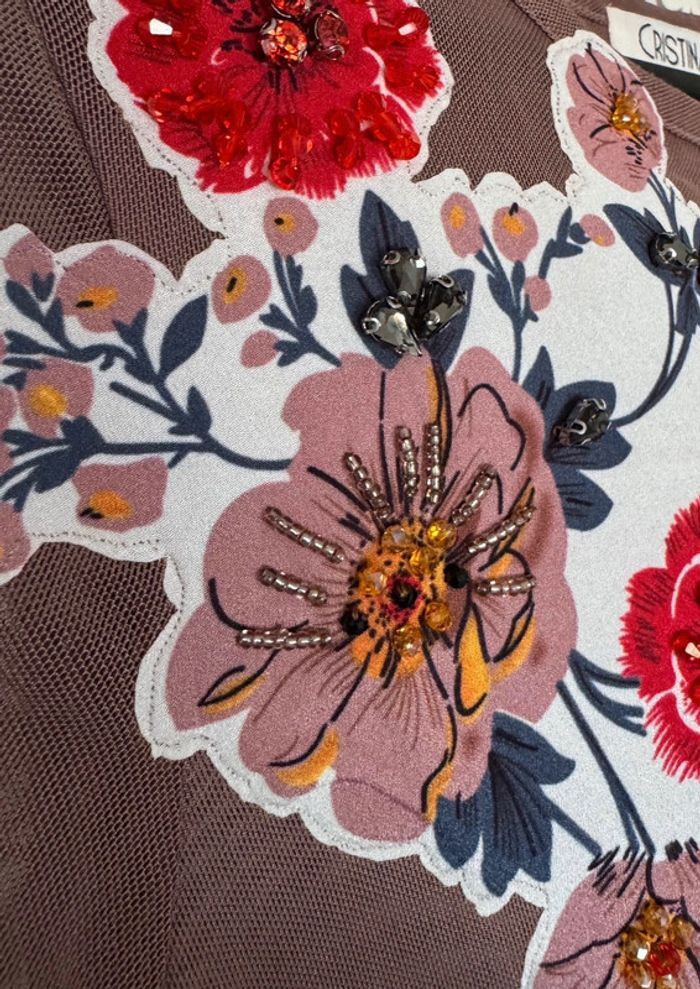 Robe fleurie brodée de perles Print Flowers Dress Size S - photo numéro 6