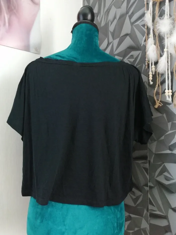 Tee-shirt de sport noir crop top à imprimé géométrique blanc / domyos / (M/L) - photo numéro 2