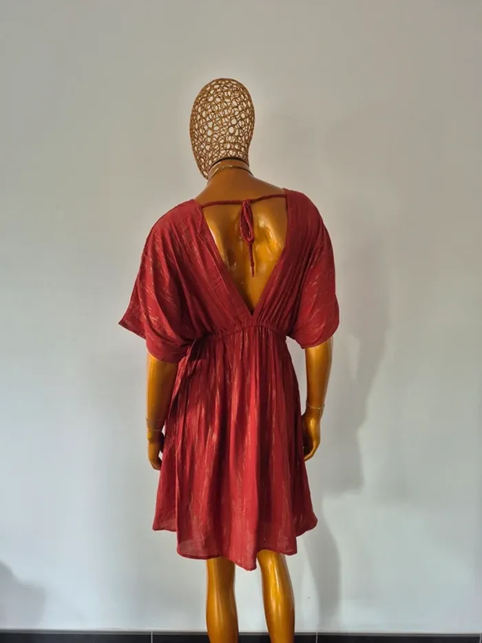 Robe Brique et Dorée Femme Manches Courtes Taille 42/44 - photo numéro 2