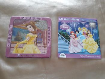 Mini Livre puzzle + mini livre à lire et colorier Princesses Disney
