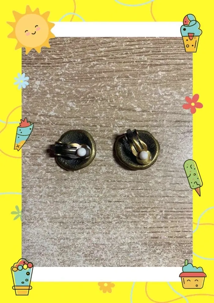 Boucles d'oreilles à clips marron cuivre fleurs - photo numéro 4