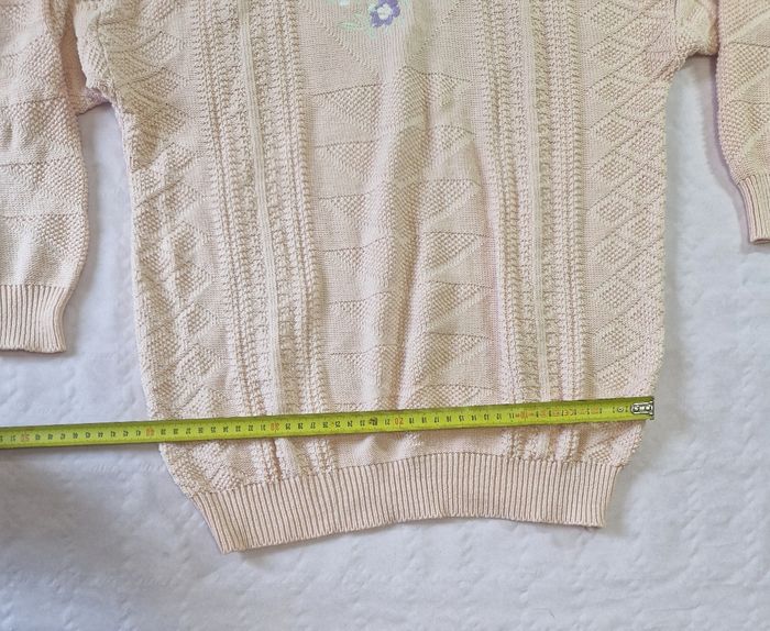 Pull femme en maille , broderie fleurs , vintage, taille S - photo numéro 5