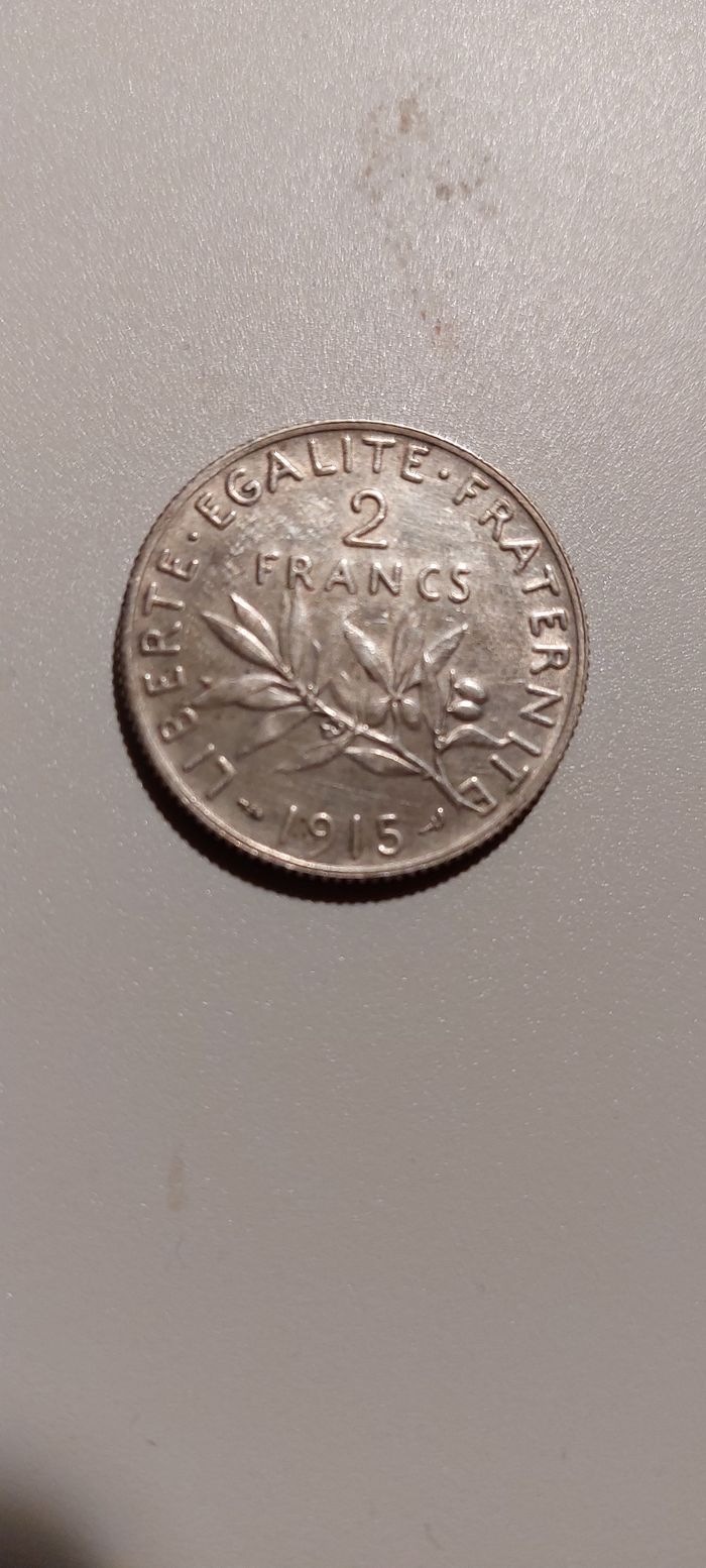 Pièce Argent de 1915 Semeuse de 2 Francs