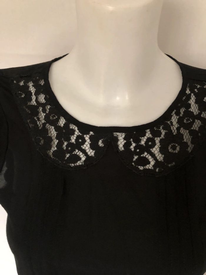 Blouse noire col Claudine en dentelle Benetton taille XS / 34 36 comme neuve - photo numéro 10