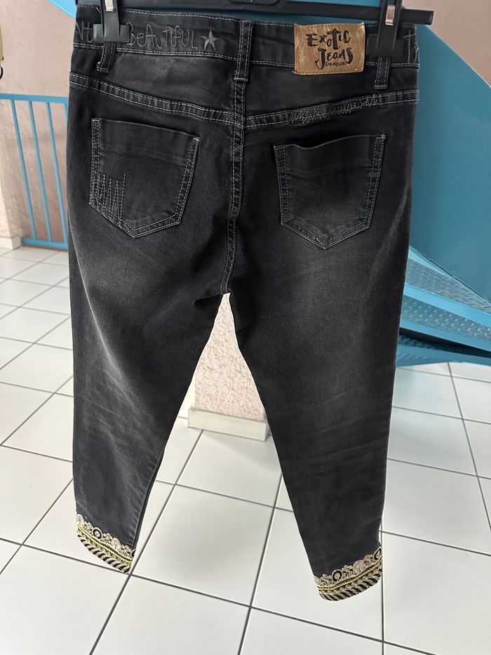 Jeans Slim noir effet usé taille 36 Desigual bas brodé et zip - photo numéro 9