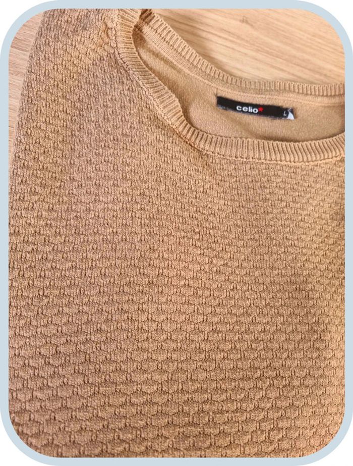 Pull à col rond beige Celio Homme L - photo numéro 2