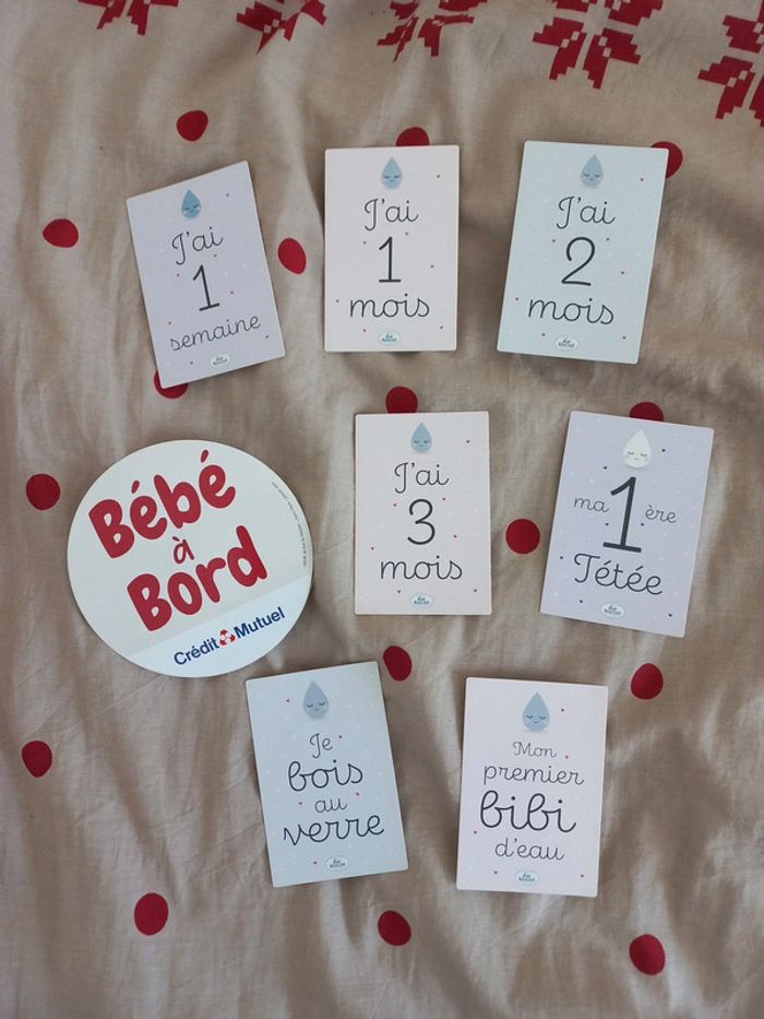 Cartes étapes souvenirs et autocollant 1e fois bébé neuves