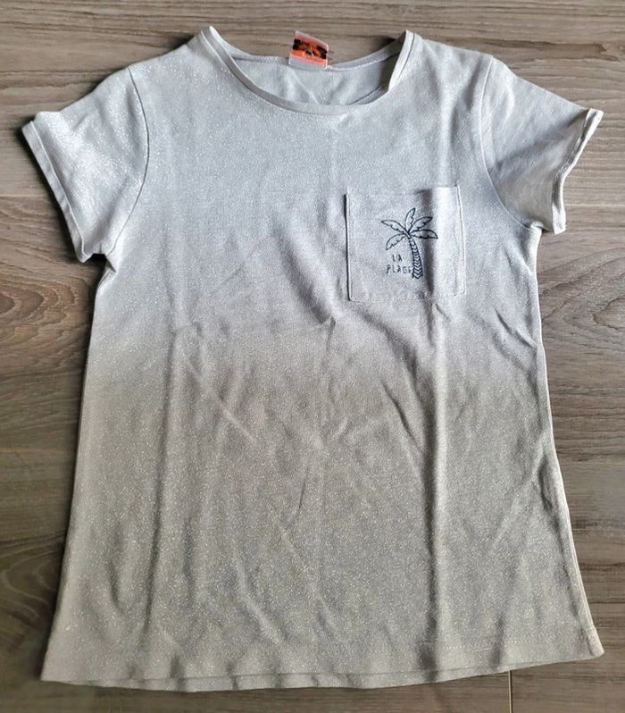 Tee-shirt gris clair MC Tape à l'œil 8 ans