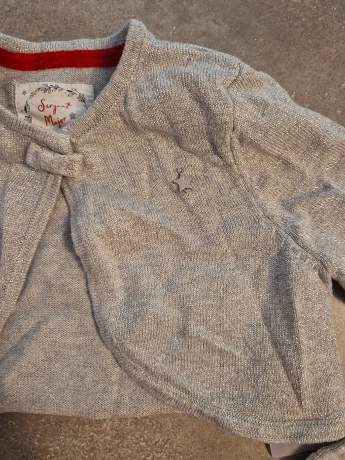 Gilet boléro court fille gris pailleté T3ans TBE sergent major - photo numéro 3