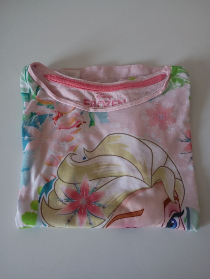 Tee-shirt sans manches, 8 ans,coton rose clair et multicolore. Disney Elsa Reine des neiges. Parfait état - photo numéro 9