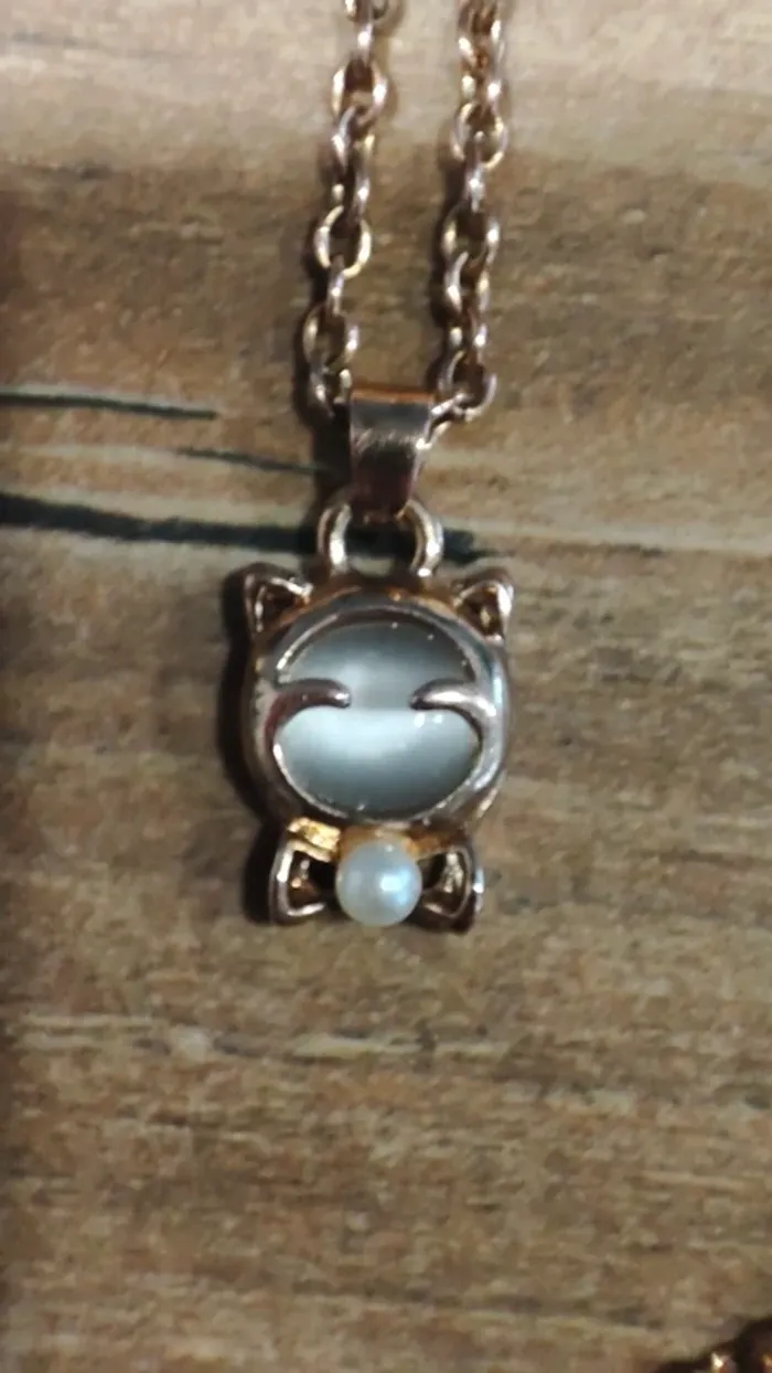 Collier chat couleur or/rose - photo numéro 2