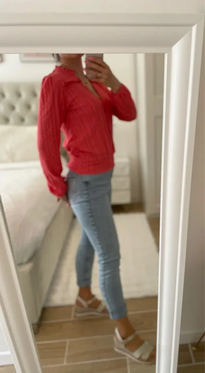 Blouse, corail, manches longues 34 neuf - photo numéro 2