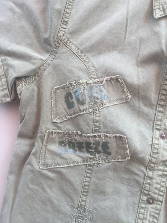 chemise en jean kaki à manches courtes garçon 12 ans - photo numéro 2