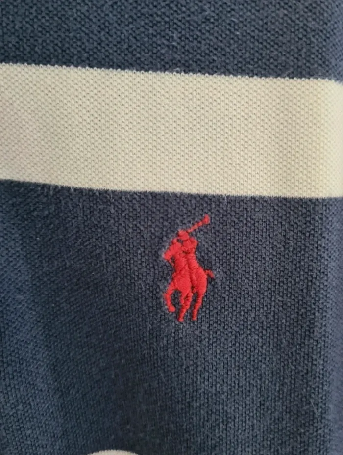 Polo Ralph Lauren rayé marine et blanc - Taille M - photo numéro 3