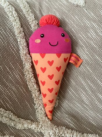 Peluche doudou 28cm orchestra cône de glace rose et orange très bon état