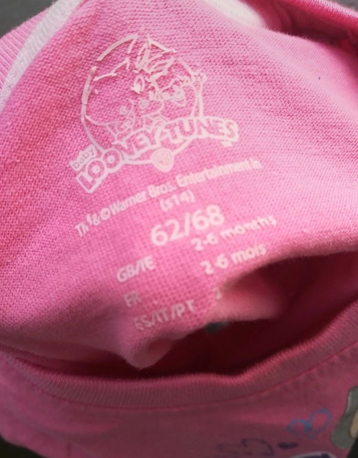 Tee-shirt rose neuf 100% coton Looney Tunes taille 3/6 mois - photo numéro 3