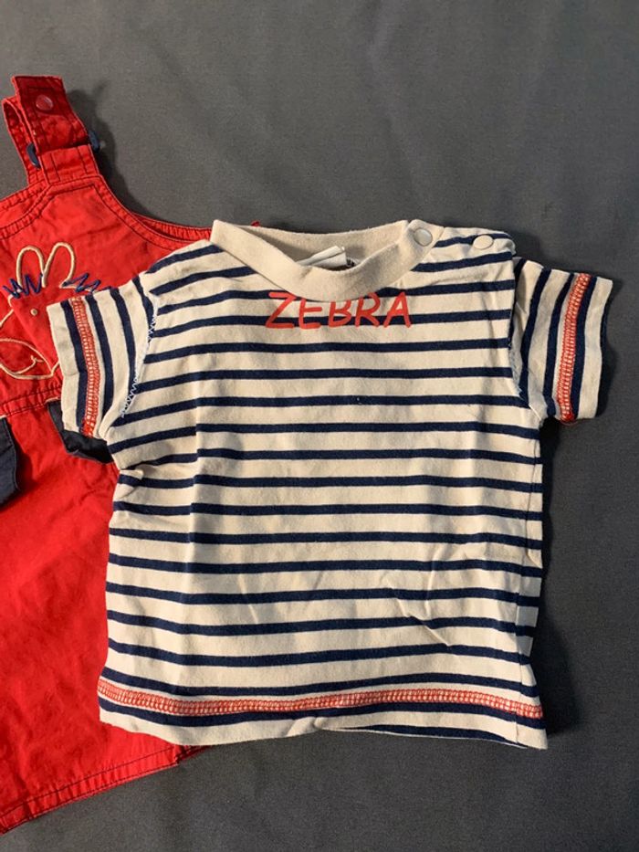 Ensemble Zébra salopette rouge et maillot zébré 1 mois - photo numéro 5
