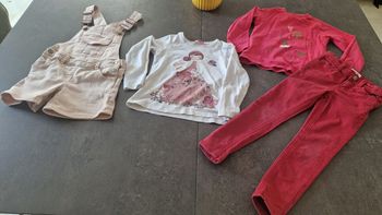 1 pantalon 1 salopette short 2 haut beige 4 ans
