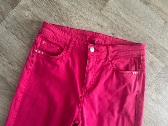 123 pantalon, jeans rose fuchsia, coupe droite femme, taille 38 - photo numéro 2
