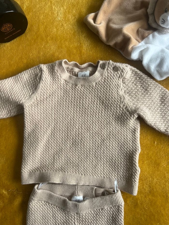 Ensemble maille bébé mixte  beige - photo numéro 3
