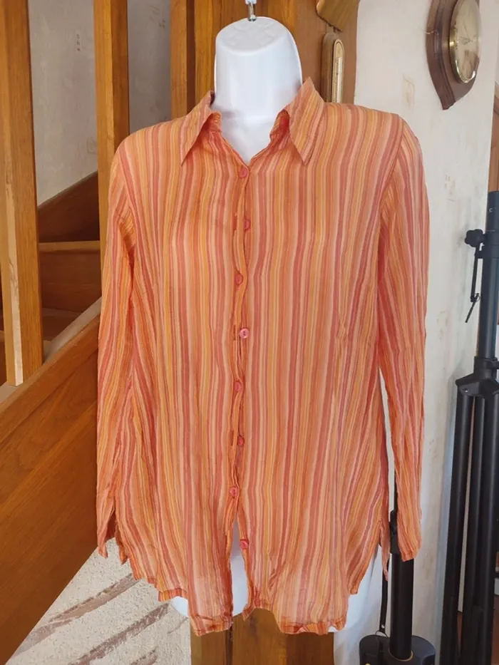 Chemise légère orange Kiabi