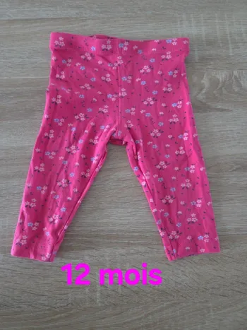 Legging court rose fleuri 9-12 mois