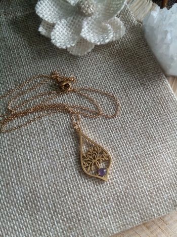 Collier arbre de vie et pierre d'améthyste