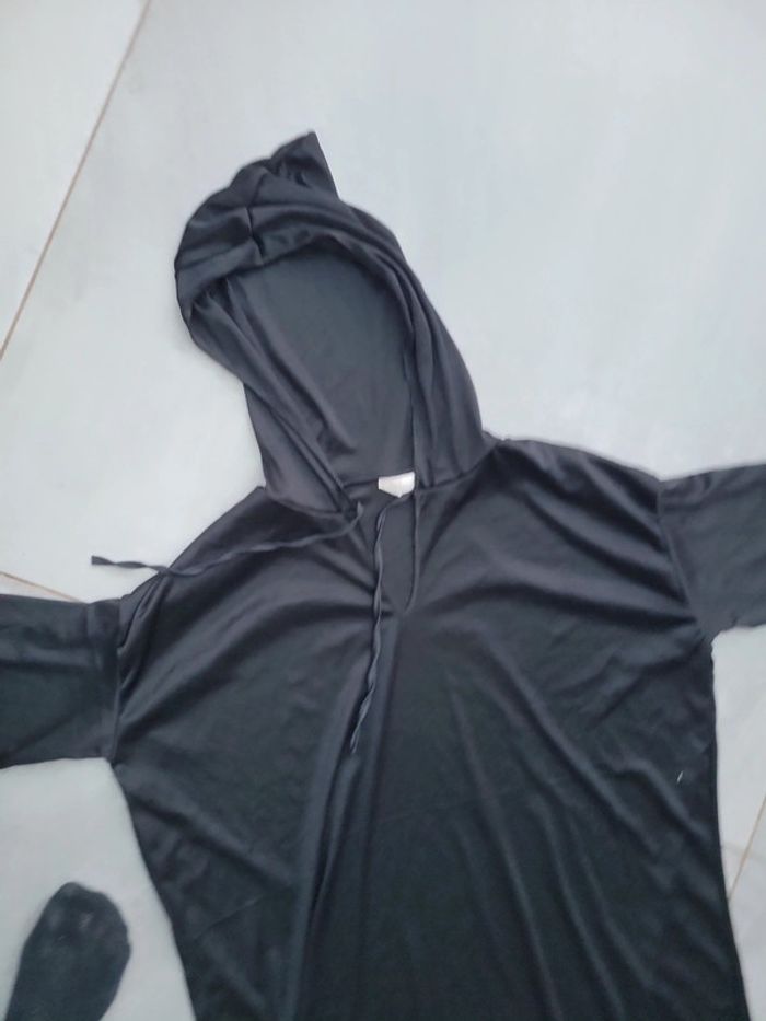 Longue robe déguisement noir cape capuche idéal soiree fête halloween - photo numéro 5