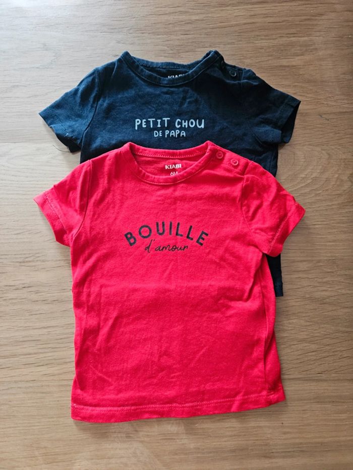Lot 2 t-shirt manches courtes kiabi 6 mois