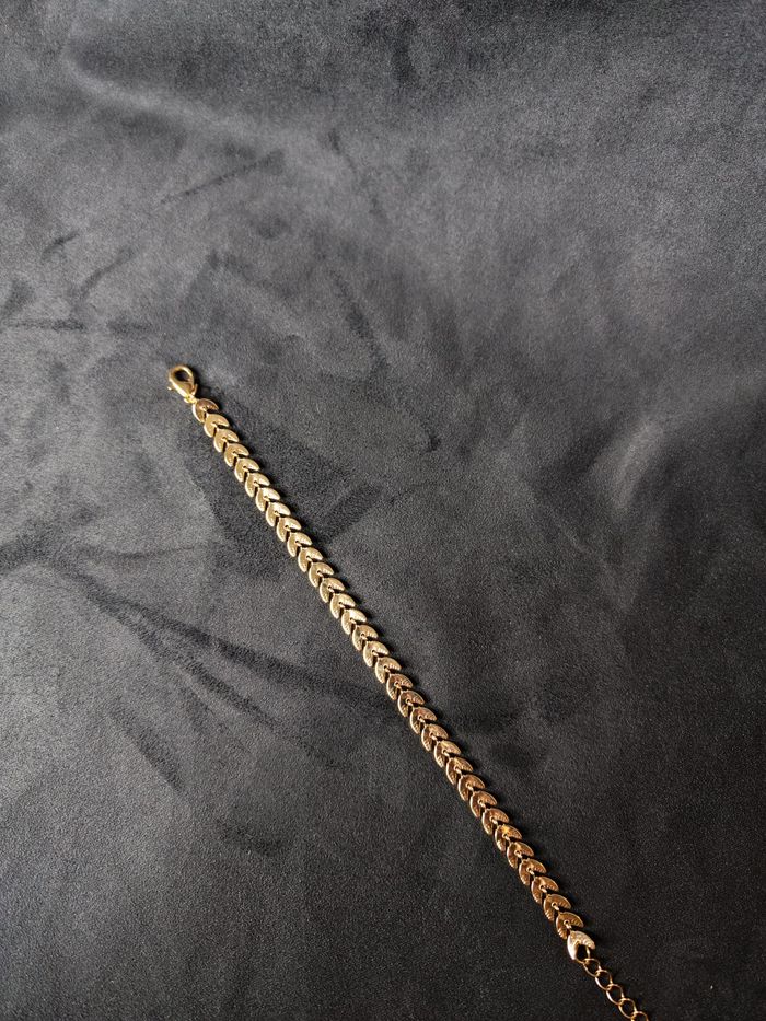 Bracelet doré maille épi chevrons – 21,5 cm –Jamais porté - photo numéro 7