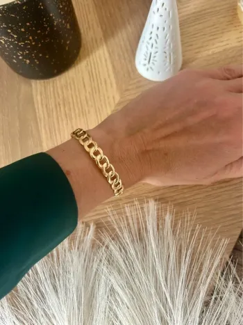 Bracelet manchette – chaîne dorée, neuf