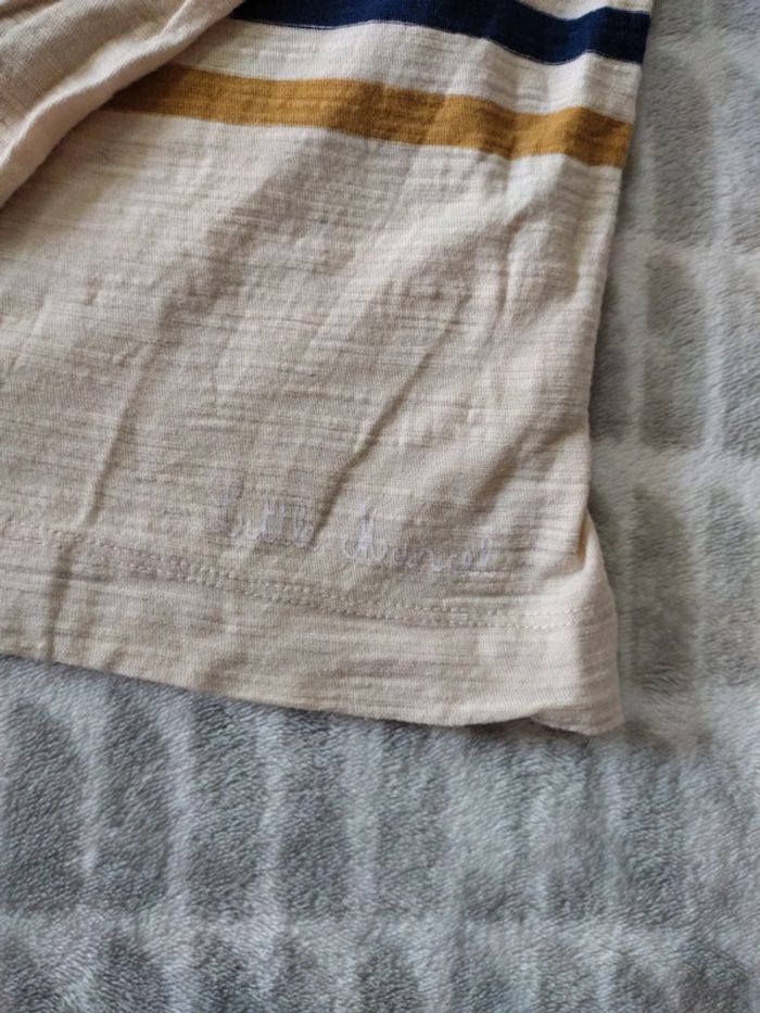 Tee-shirt manches longues beige rayures multicolores Little Marcel taille S 36 - photo numéro 3