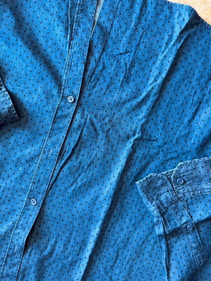 Chemise bleu marine motifs point mis noir neuve taille XXL fitted in extenso - photo numéro 2