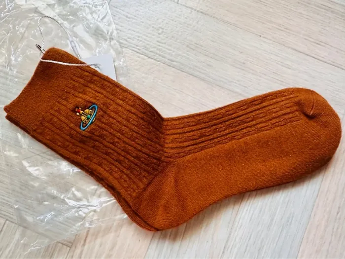 🇯🇵Chaussettes côtelées Vivienne Westwood rouille cuivré – Made in Japan - photo numéro 3
