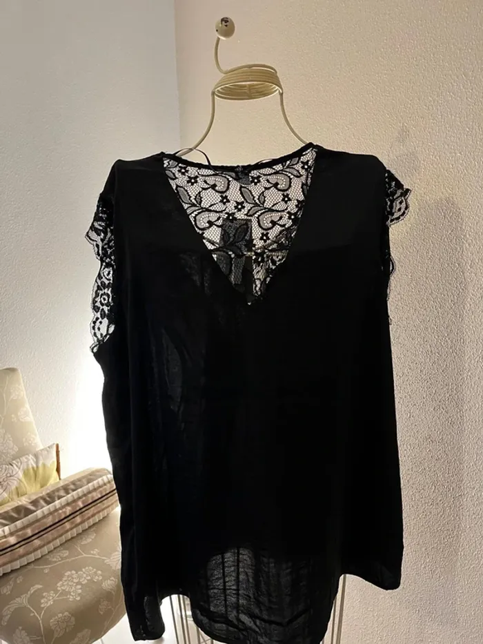 Blouse noire dentelle - Kiabi - XL